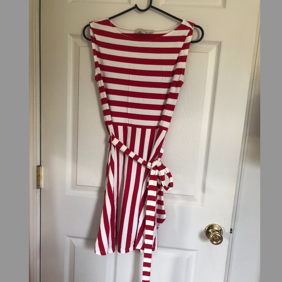 LOFT, Red & White Striped Summer Dress, Lightweight, Size 0 - Picture 2 of 5
